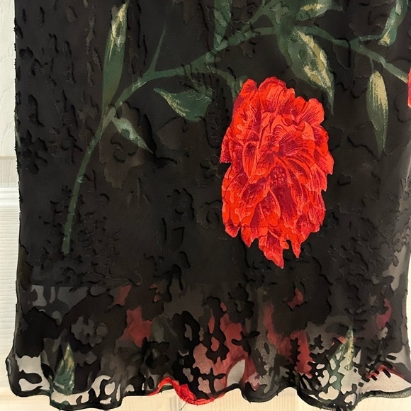 Robbie Bee Silk Blend Velvet Burn Out Y2k Floral Sleeveless Dress Vintage 8P - Picture 7 of 16